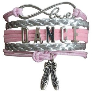 Girls Dance Ballet Slipper Bracelet Pink & Silver